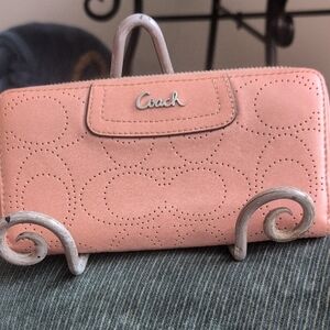 Coach Perforated Zip Around Wallet